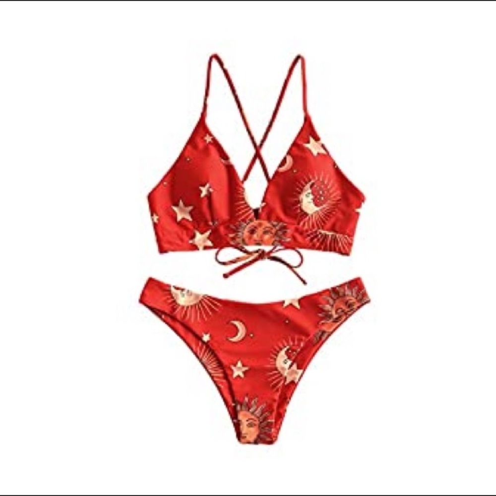 Lace up back bikini